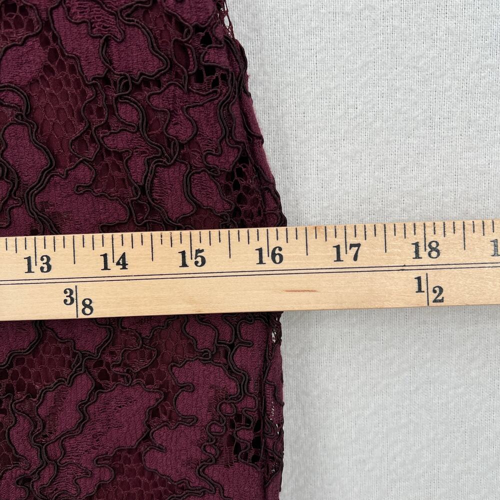 ALEXIS Evie Lace Midi Sheath Dress Womens Small Burgundy Crew Neck Cold Shoulder - Picture 15 of 16